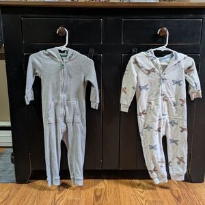 Carter's Gray and Airplane Print Footies